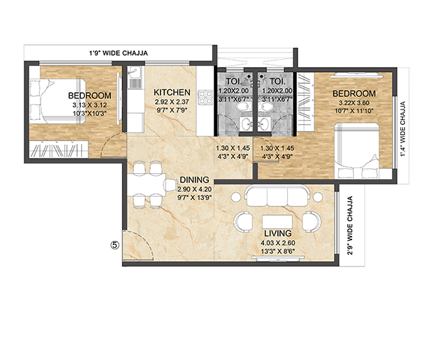 GRACE 2 BHK Layout